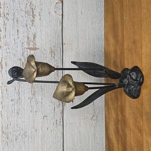 Vintage Verdigris Brass Calla Lily Candle Holder